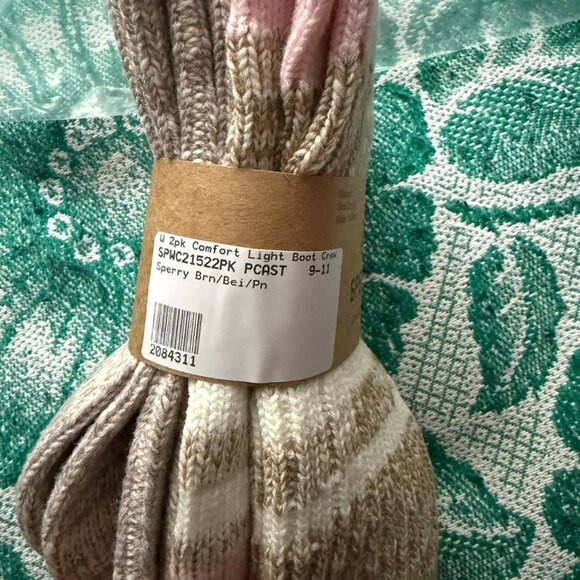 Sperry Women’s 2-Pack Comfort Crew Boot Socks – Beige/Brown/Pink (Size 9–11) - Picture 6 of 6